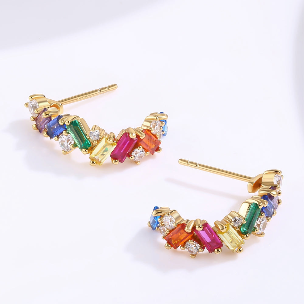 Brincos de Liga de Ouro com Cristal Emporia® Vermelho e Cristal Emporia® Verde 1 