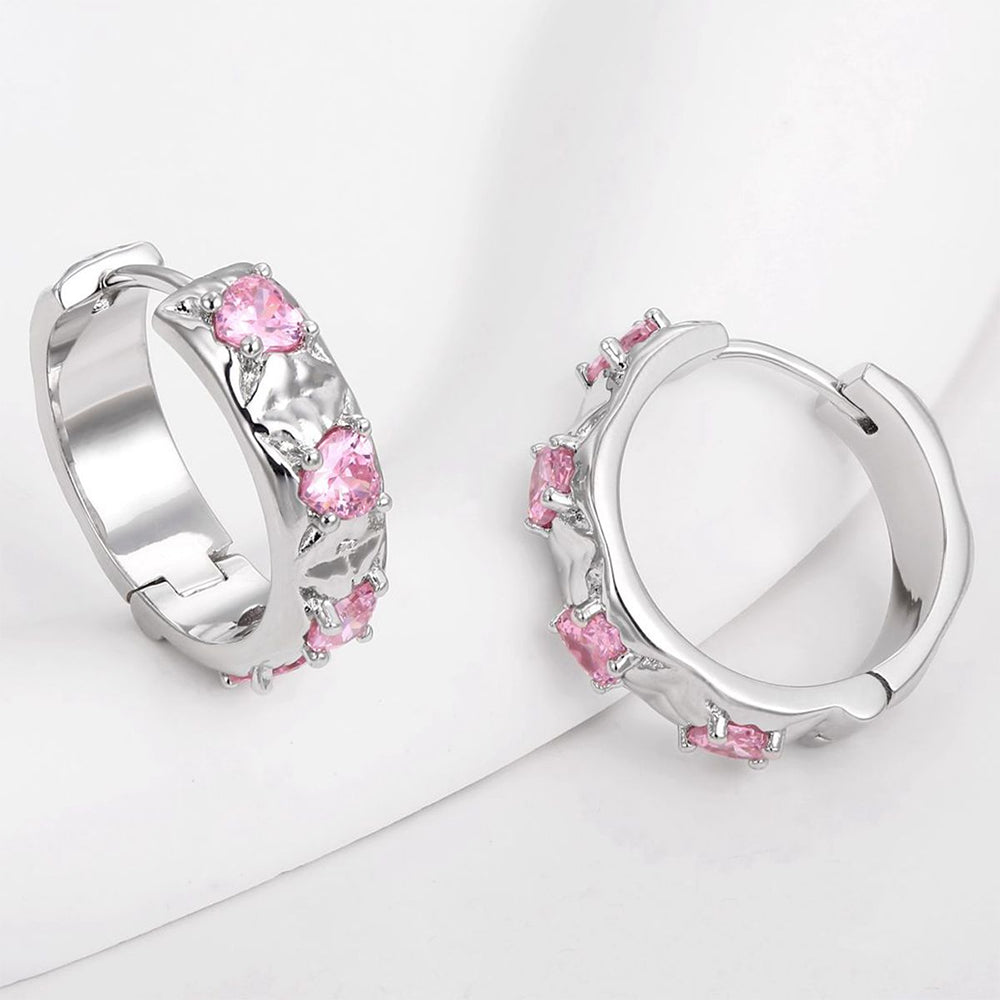 Brincos de Liga de Ouro com Cristal Emporia® Branco e Cristal Emporia® Rosa 1 