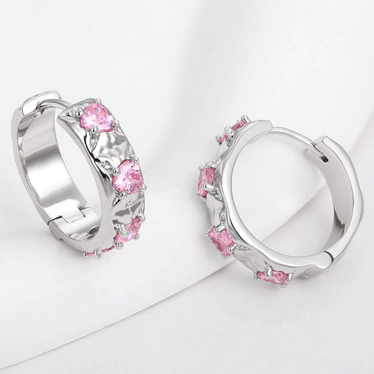 Brincos de Liga de Ouro com Cristal Emporia® Branco e Cristal Emporia® Rosa