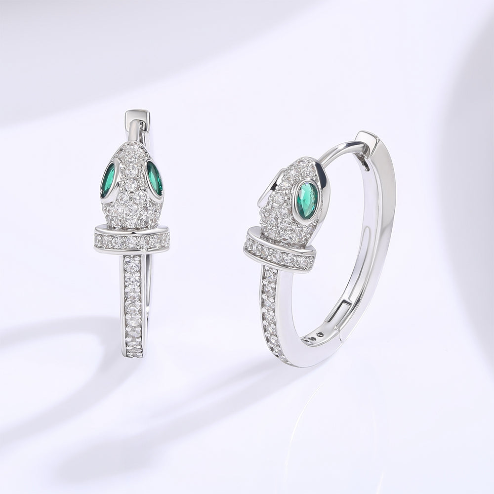 Brincos de Liga de Ouro com Cristal Emporia® Verde e Cristal Emporia® Branco