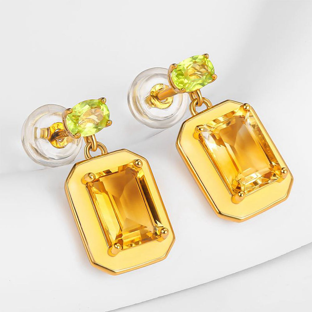 Brincos de Liga de Ouro com Cristal Emporia® Amarelo e Cristal Emporia® Verde 1 