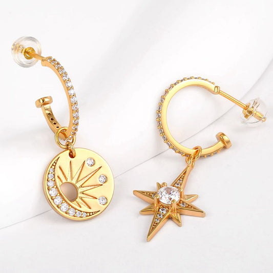 Brincos de Liga de Ouro com Cristal Emporia® Branco