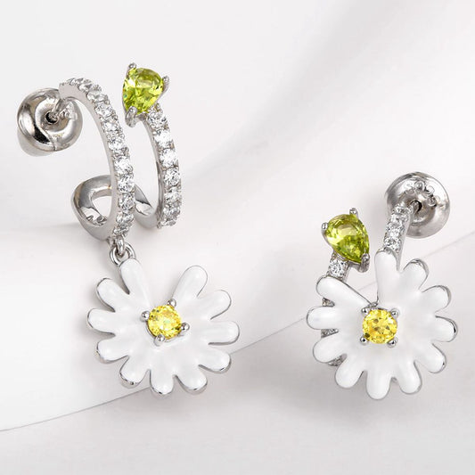 Brincos de Liga de Ouro com Cristal Emporia® Branco e Cristal Emporia® Amarelo