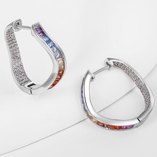 Brincos de Liga de Ouro com Cristal Emporia® Azul e Cristal Emporia® Vermelho