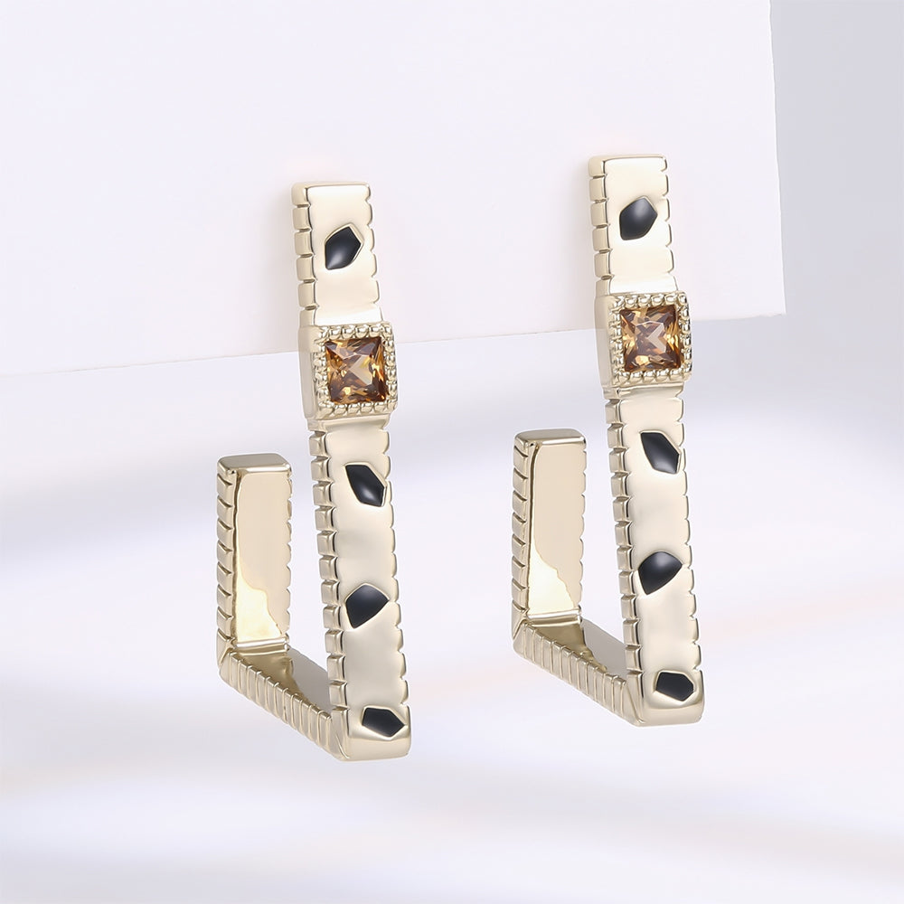 Brincos de Liga de Ouro com Cristal Emporia® Castanho 1 