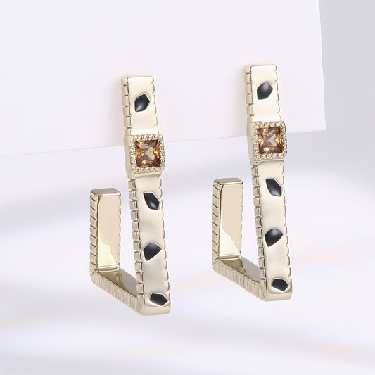 Brincos de Liga de Ouro com Cristal Emporia® Castanho