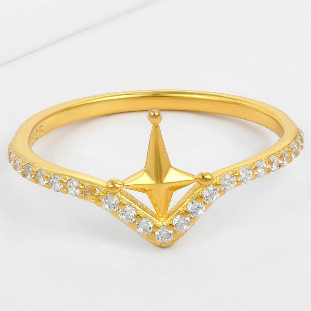 Anel de Liga de Ouro com Cristal Emporia® Branco