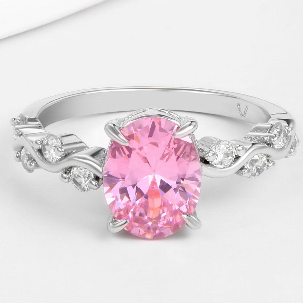 Anel de Liga de Ouro com Cristal Emporia® Rosa 1 