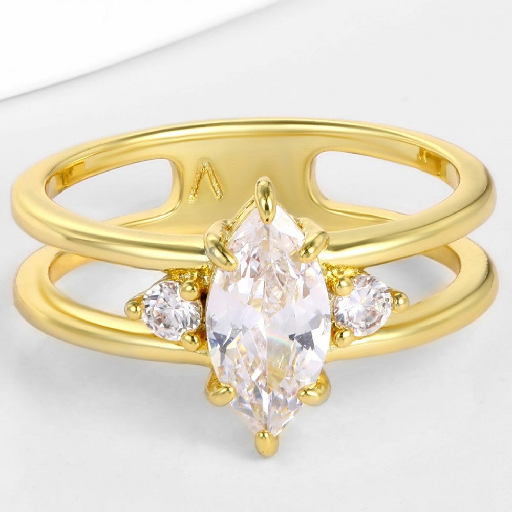 Anel de Liga de Ouro com Cristal Emporia® Branco 1 