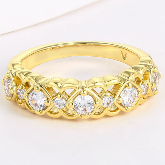 Anel de Liga de Ouro com Cristal Emporia® Branco