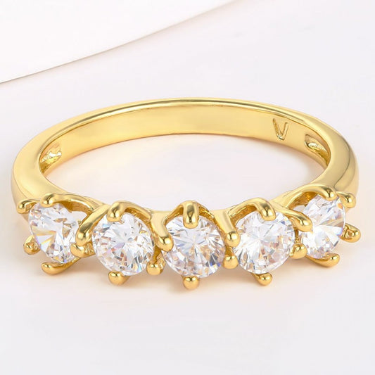 Anel de Liga de Ouro com Cristal Emporia® Branco