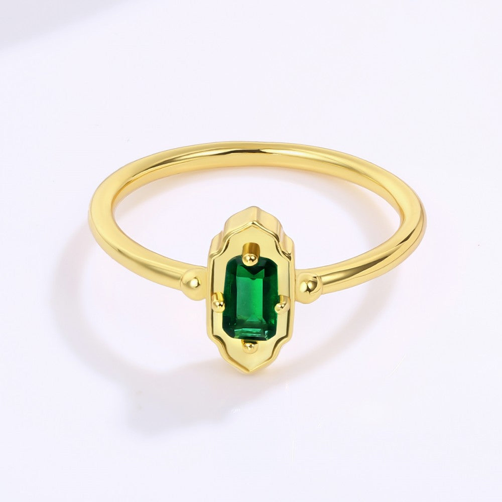 Anel de Liga de Ouro com Cristal Emporia® Verde 1 