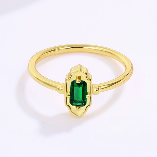 Anel de Liga de Ouro com Cristal Emporia® Verde
