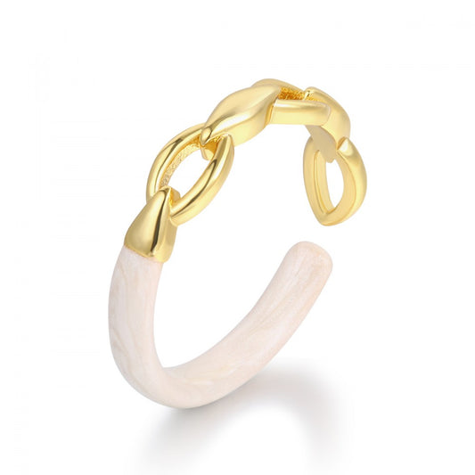 Anel de Liga de Ouro com Cristal Emporia® Branco