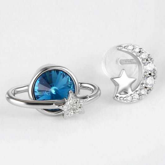Brincos de Liga de Ouro com Cristal Emporia® Azul