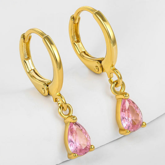 Brincos de Liga de Ouro com Cristal Emporia® Rosa