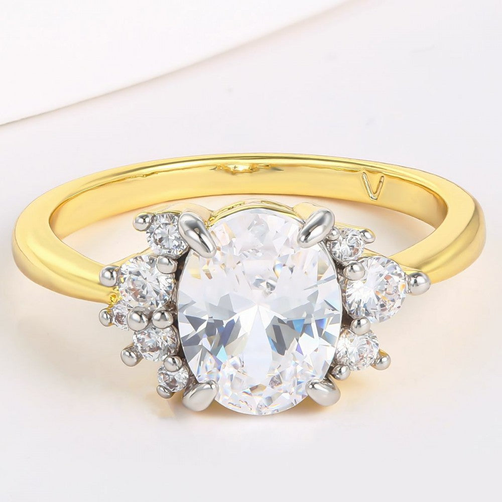 Anel de Liga de Ouro com Cristal Emporia® Branco
