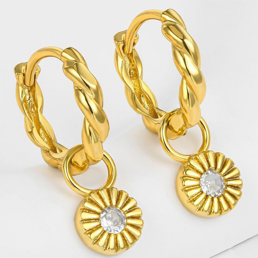 Brincos de Liga de Ouro com Cristal Emporia® Branco