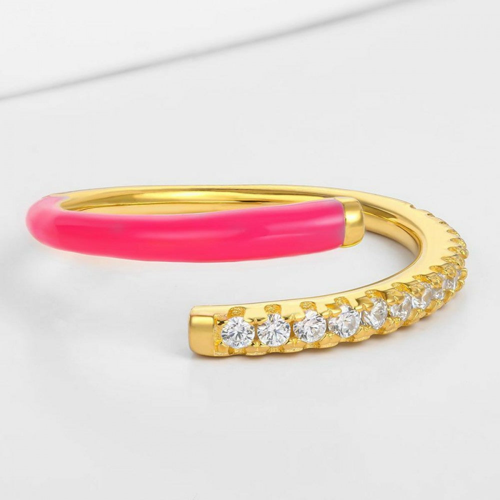 Anel de Liga de Ouro com Cristal Emporia® Branco