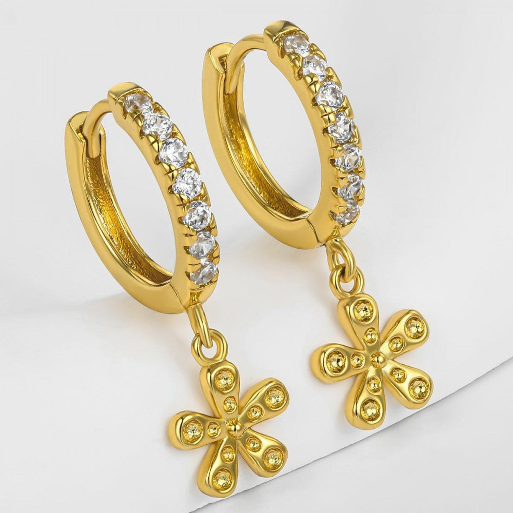 Brincos de Liga de Ouro com Cristal Emporia® Branco