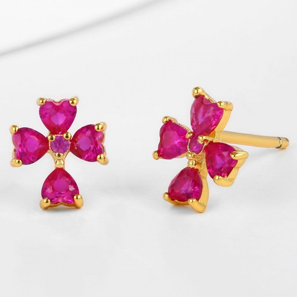 Brincos de Liga de Ouro com Cristal Emporia® Vermelho