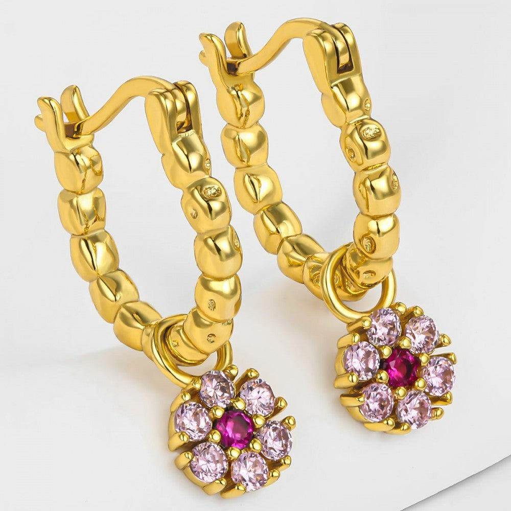 Brincos de Liga de Ouro com Cristal Emporia® Vermelho