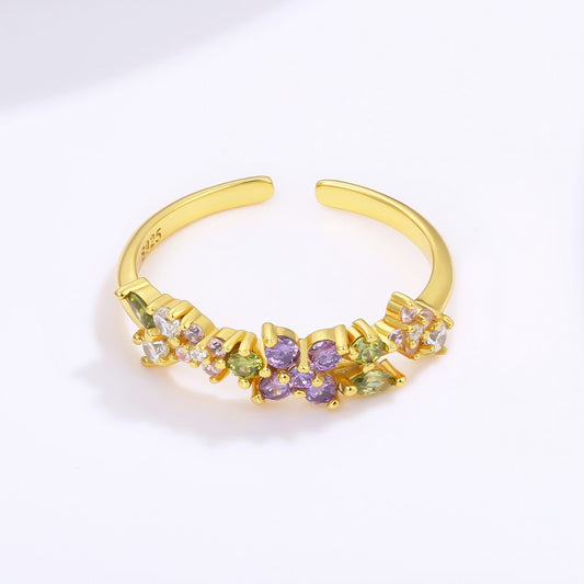 Anel de Liga de Ouro com Cristal Emporia® Roxo