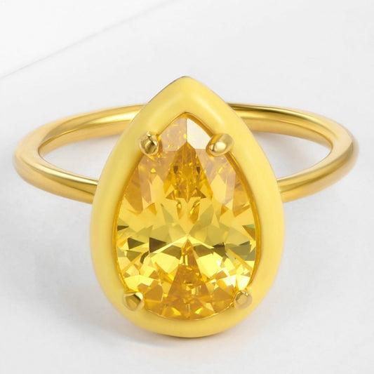 Anel de Liga de Ouro com Cristal Emporia® Amarelo