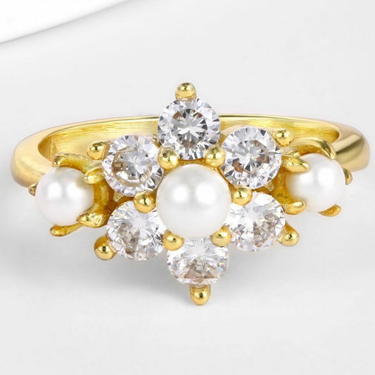 Anel de Liga de Ouro com Cristal Emporia® Branco