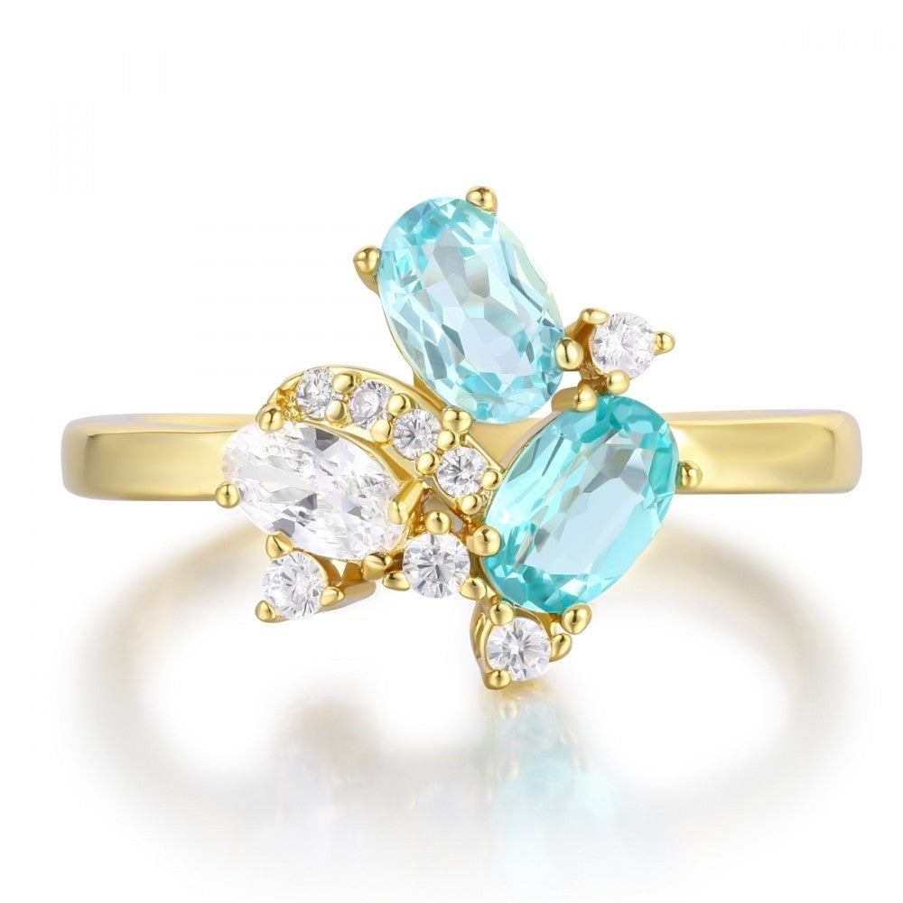 Anel de Liga de Ouro com Cristal Emporia® Azul 1 