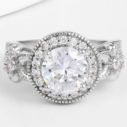Anel de Liga de Ouro com Cristal Emporia® Branco