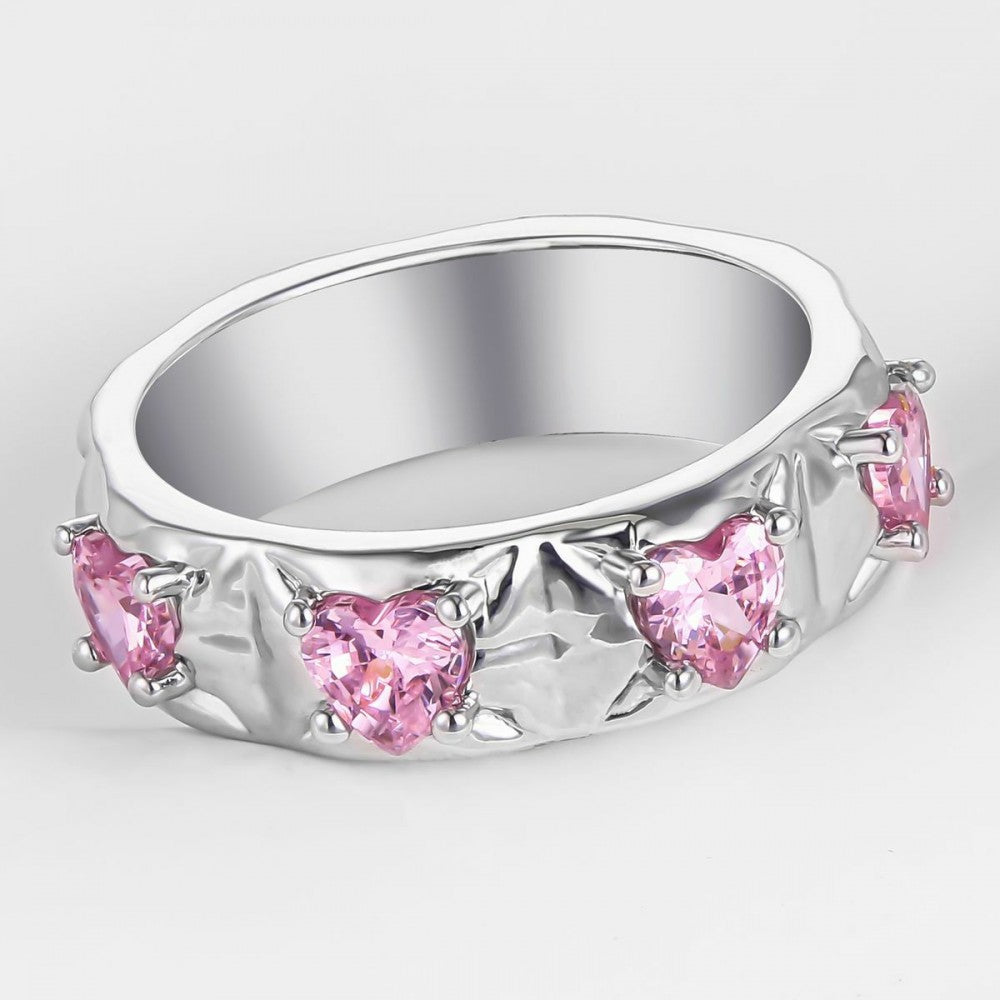 Anel de Liga de Ouro com Cristal Emporia® Rosa 1 