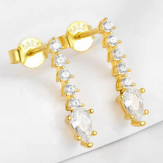 Brincos de Liga de Ouro com Cristal Emporia® Branco
