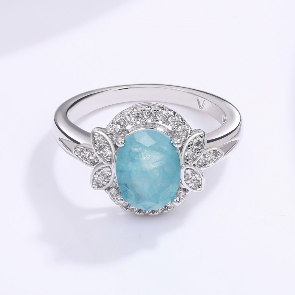 Anel de Liga de Ouro com Cristal Emporia® Azul 1 