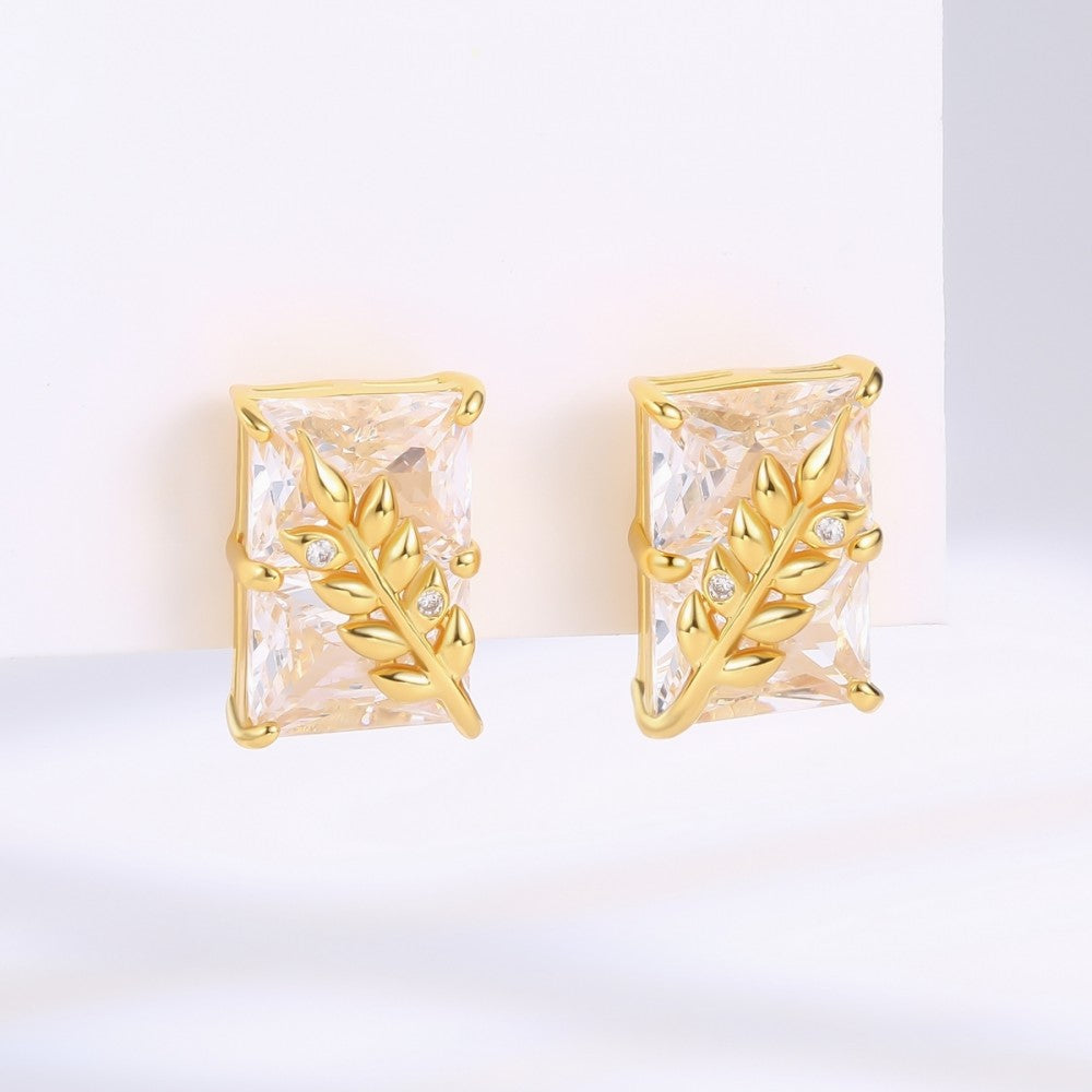 Brincos de Liga de Ouro com Cristal Emporia® Branco