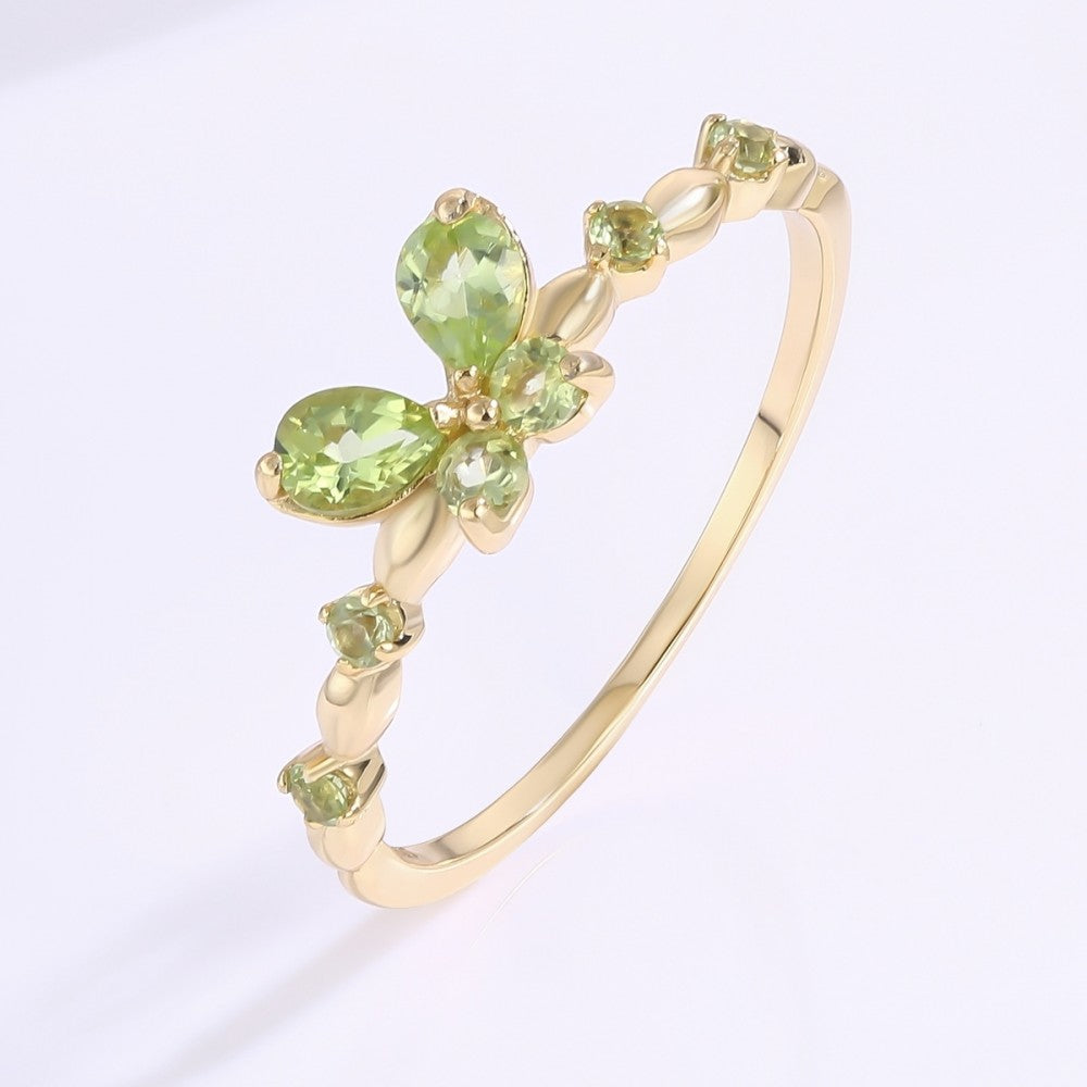 Anel de Liga de Ouro com Cristal Emporia® Verde 1 
