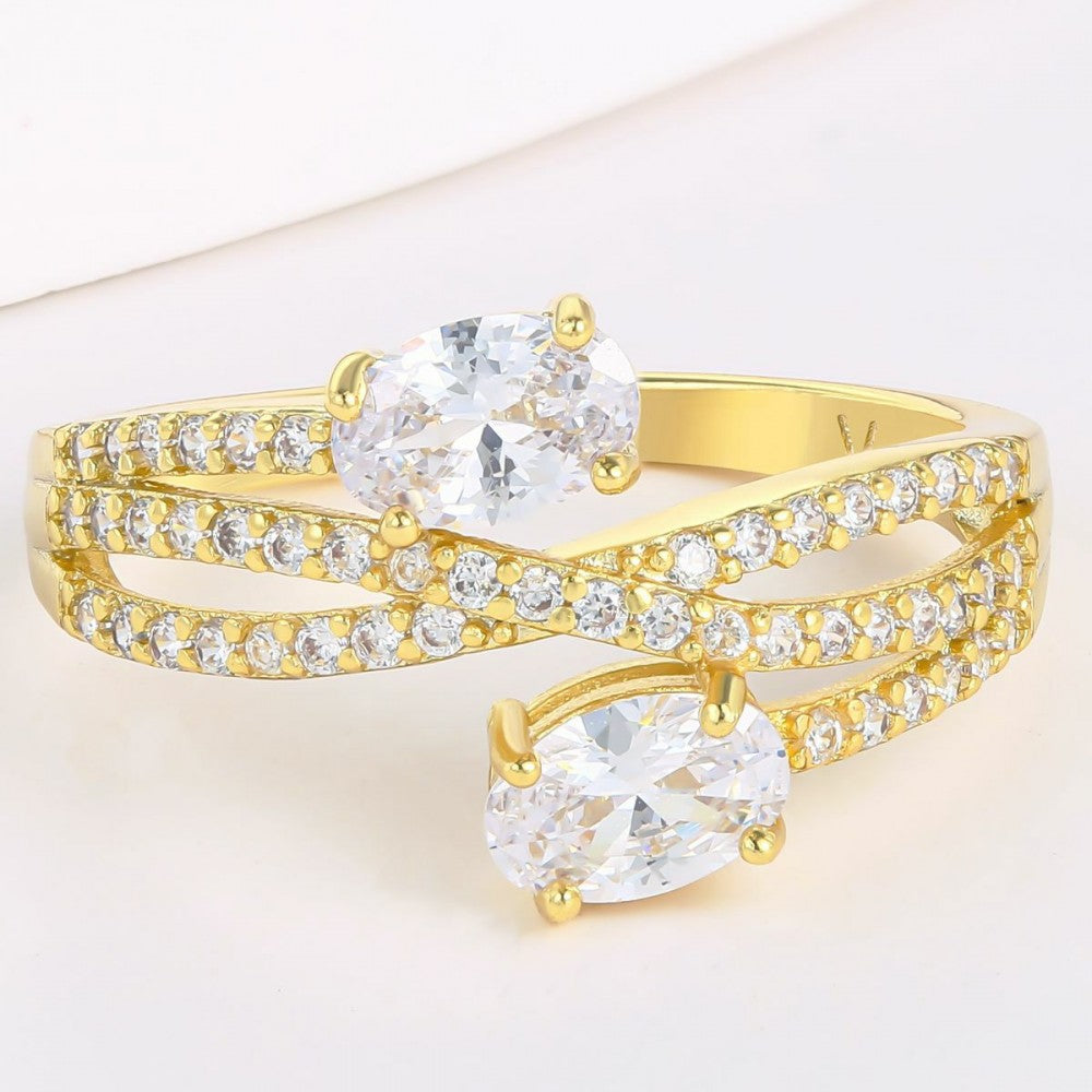 Anel de Liga de Ouro com Cristal Emporia® Branco 1 