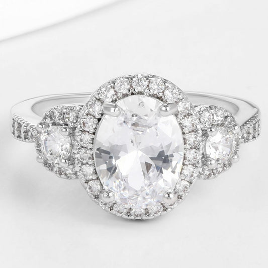 Anel de Liga de Ouro com Cristal Emporia® Branco