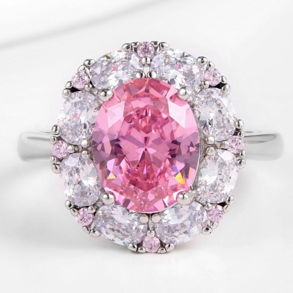 Anel de Liga de Ouro com Cristal Emporia® Rosa