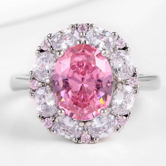 Anel de Liga de Ouro com Cristal Emporia® Rosa