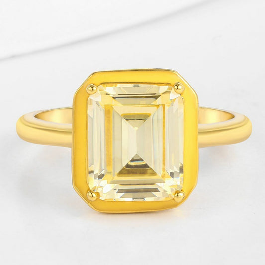 Anel de Liga de Ouro com Cristal Emporia® Branco