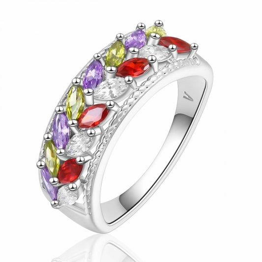 Anel de Liga de Ouro com Cristal Emporia® Vermelho