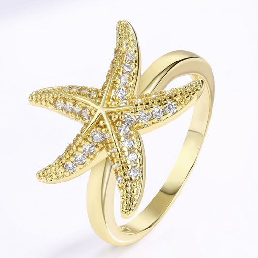 Anel de Liga de Ouro com Cristal Emporia® Branco