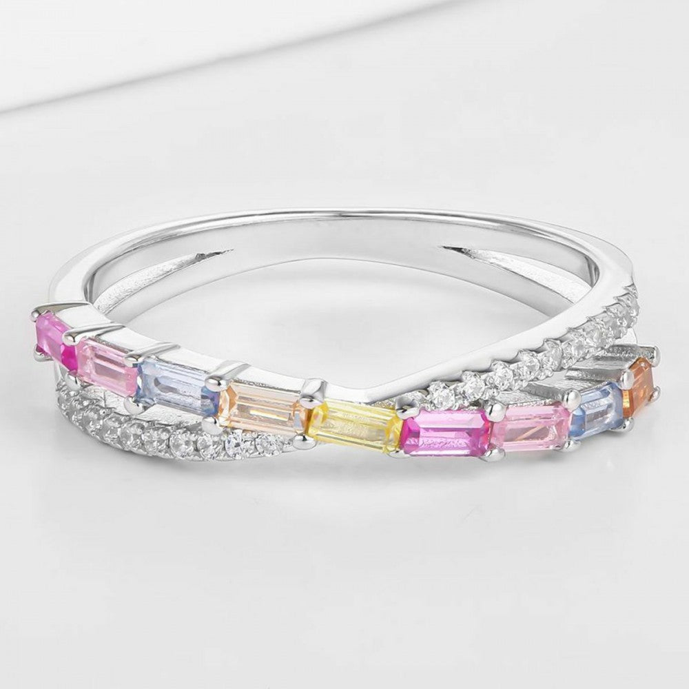 Anel de Liga de Ouro com Cristal Emporia® Rosa 1 