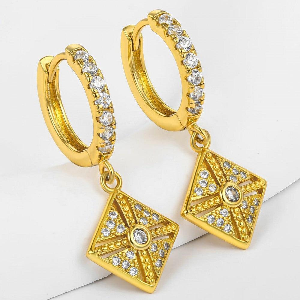 Brincos de Liga de Ouro com Cristal Emporia® Branco