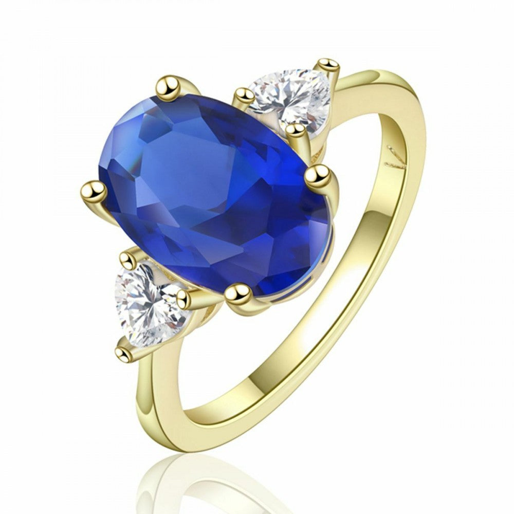 Anel de Liga de Ouro com Cristal Emporia® Azul