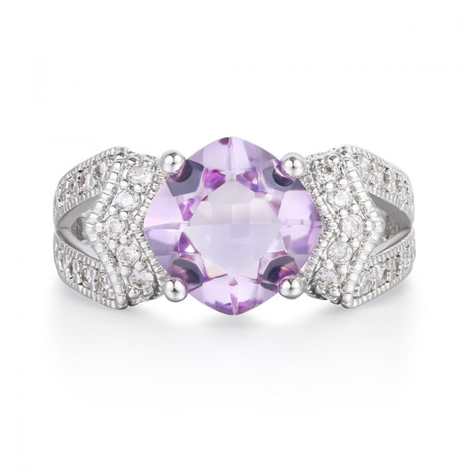 Anel de Liga de Ouro com Cristal Emporia® Roxo