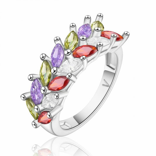 Anel de Liga de Ouro com Cristal Emporia® Vermelho