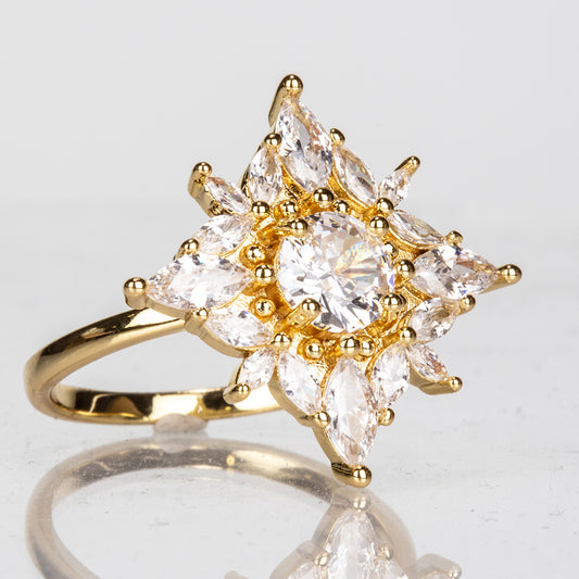 Anel de Liga de Ouro com Cristal Emporia® Branco
