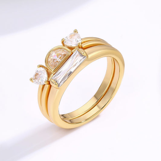Anel de Liga de Ouro com Cristal Emporia® Branco